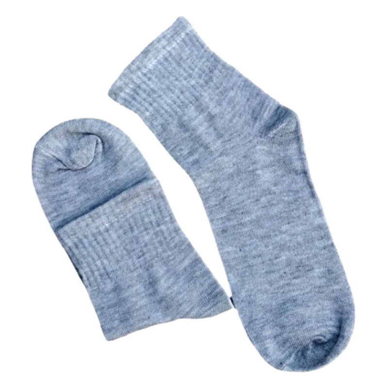 Men's Mid-Calf Socks, Autumn and Winter Black and White Gray Sports Socks, Pure Color Polyester-Cotton Loose Socks, Running Jianghu Socks, Foot Bath Stall Socks