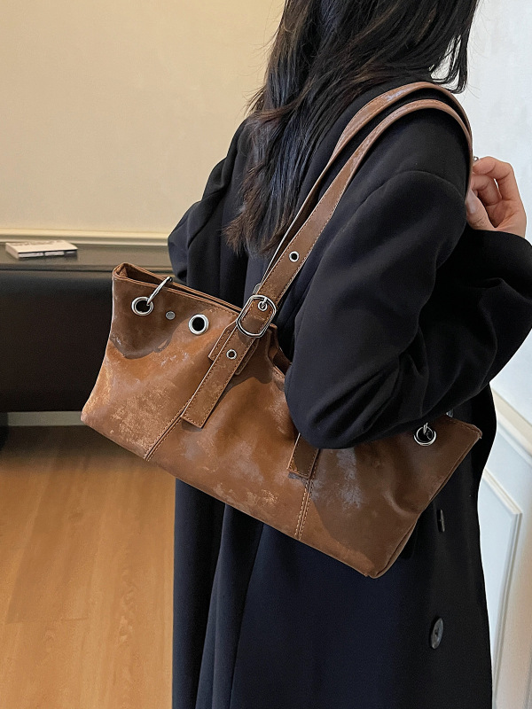 酷辣铆钉机车包包新款潮流时尚百搭大容量托特包女通勘单肩腋下包|undefined