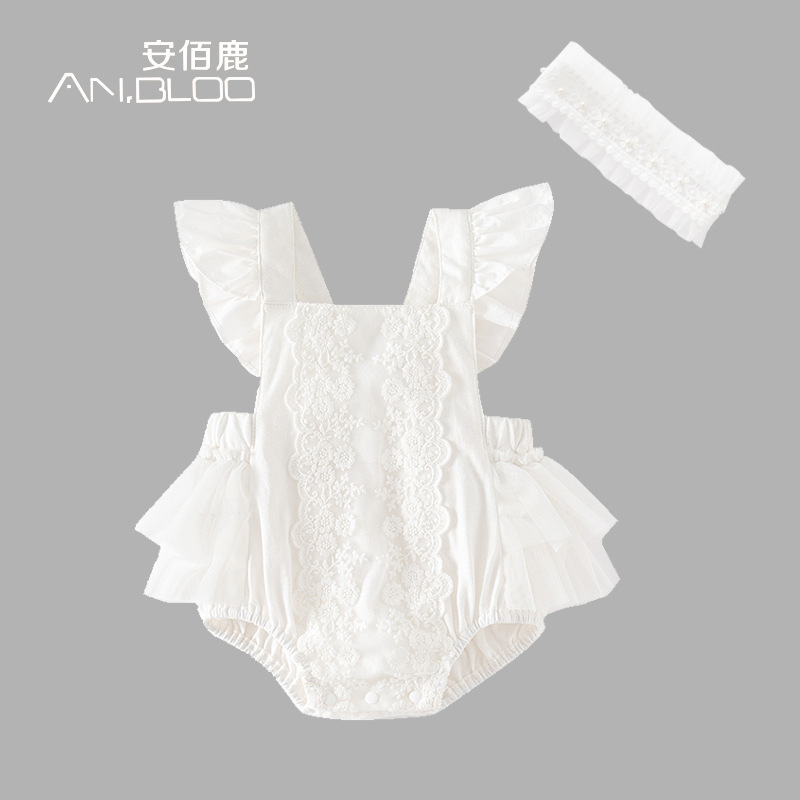 Baby Summer Clothes, Thin Coveralls, Newborn Baby Girl Jumpsuit, Princess Summer Full Moon Backless Robe