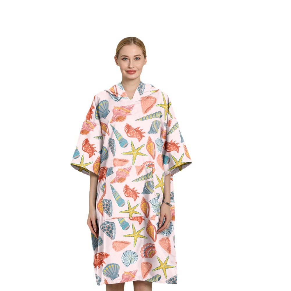 Toalla de baño para adultos con capucha de microfibra Toalla de baño de playa absorbente de secado rápido bata de baño de terciopelo de doble cara