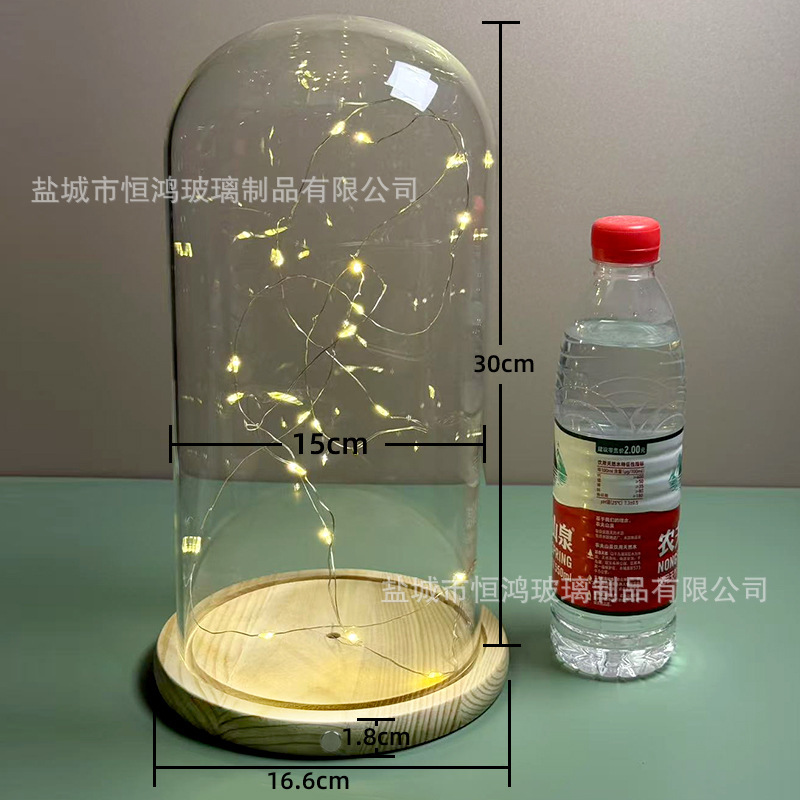海胆永生花干花侧面触摸开关玻璃罩子底座带灯展示盒手办创意|undefined