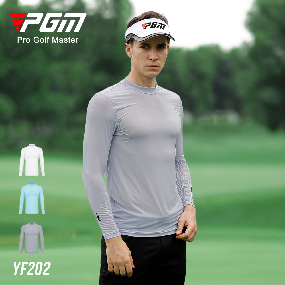 Áo thun golf dài tay nam mùa hè chất liệu lụa đá thoáng khí — YF202 màu xanh