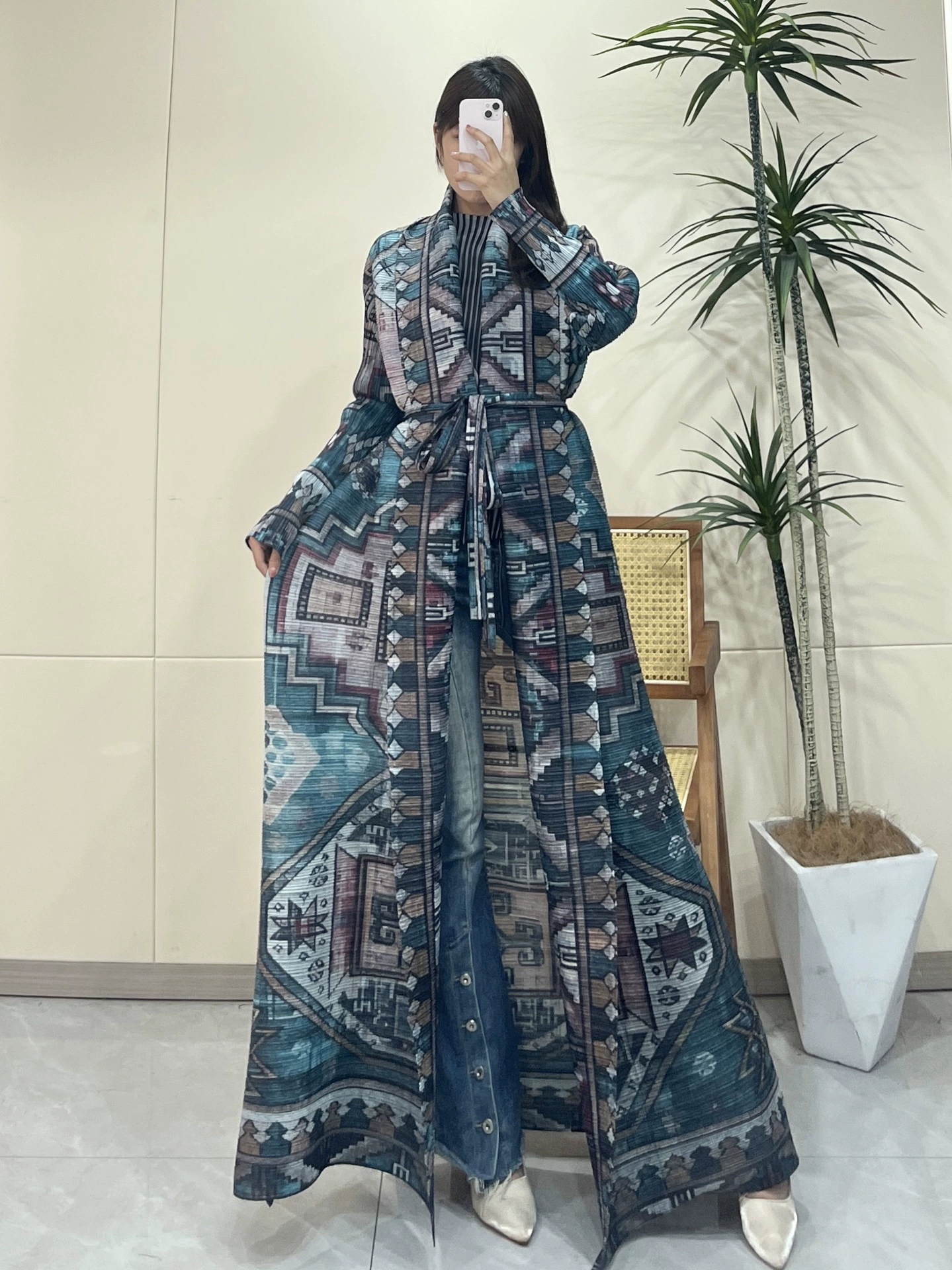 Абая (Дубай) Miyake пальцевая кардиган-куртка — женская длинная складчатая абая, размеры до 152 см