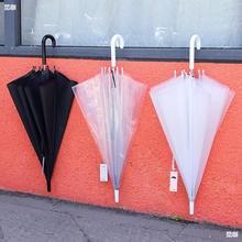 简约纯色直柄伞透明POE直杆伞学生青少年手动长柄弯钩雨伞