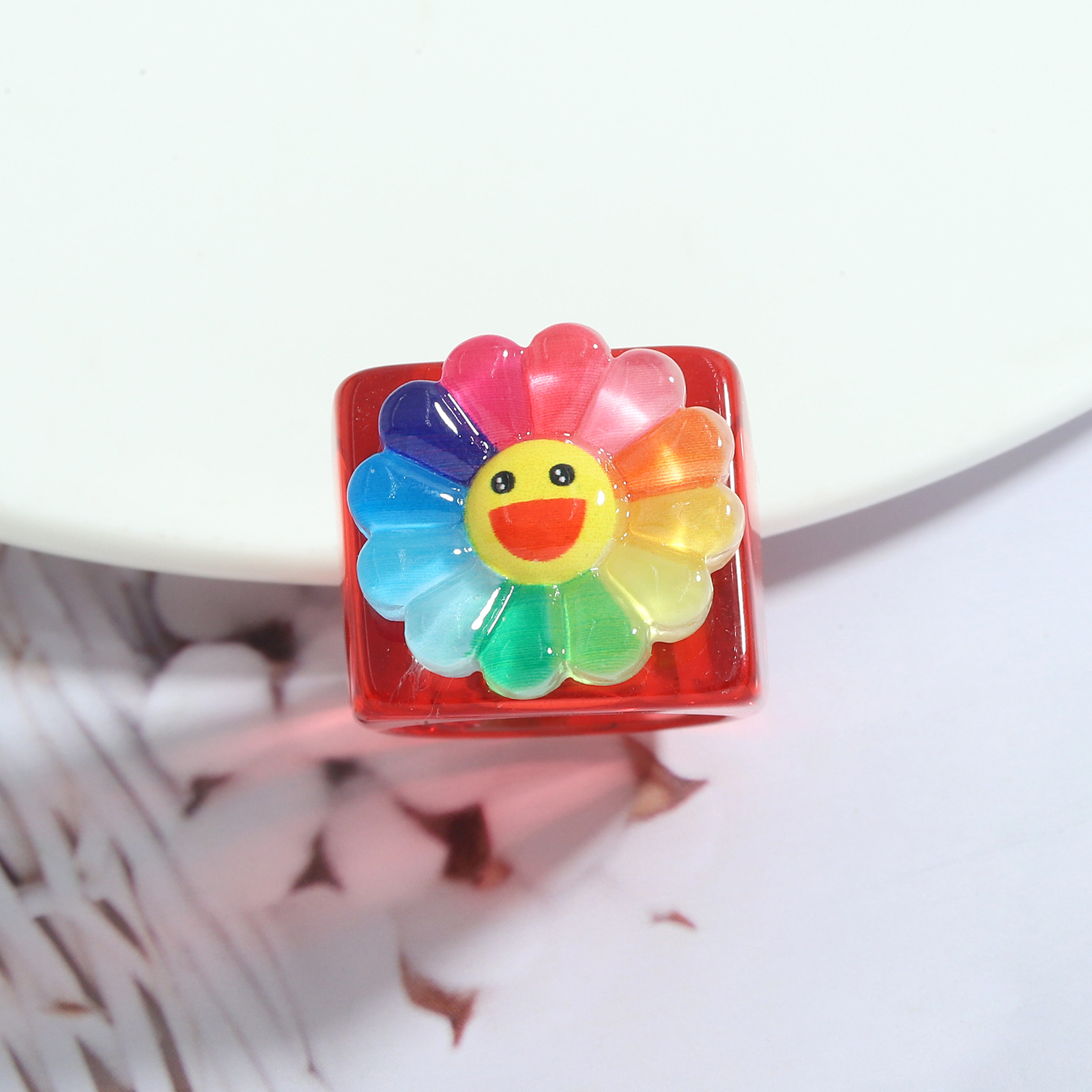 Wholesale Jewelry Resin Acrylic Blooming Smiley Ring Nihaojewelry display picture 9