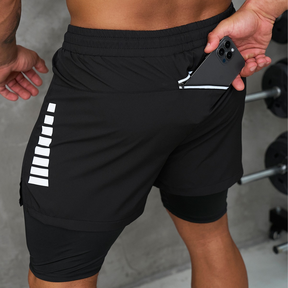 Men's Clothing Athletic Pants Casual Outdoor Breathable Multi Pocket Double Layer Shorts Muscular Design_viptrois.com