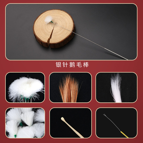 Single silver needle goose feather stick chicken feather stick crane feather stick horsetail ear picking tool ear picking spoon ear hair removal manufacturer wholesale