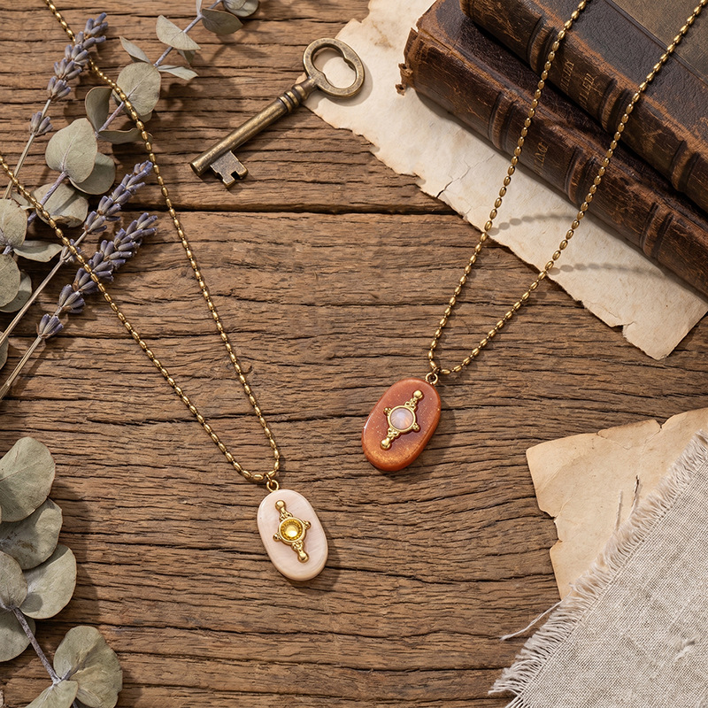 TENA Europa y los Estados Unidos transfronterizos en línea inins viento colgante elíptico collar incrustado de vidrio ligero lujo alta sensación de joyería al por mayor