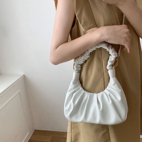 French niche fashion ins popular shoulder bag with magnetic buckle pleated armpit bag dumpling cloud bag handbag for women