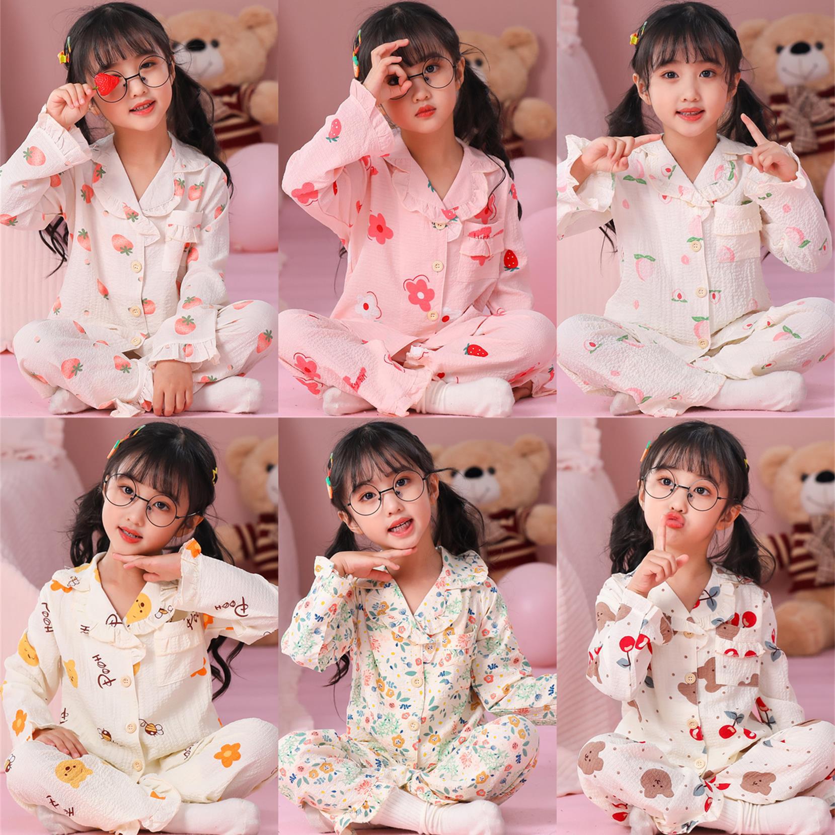 Pijama de niñas de manga larga primavera y otoño espuma ropa casual infantil princesa niña tesoro set de ropa para el hogar