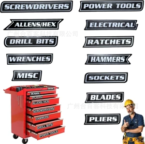 Cross-Border Hot-Selling Product: 12Pack of Magnetic Toolbox Labels for Magnetic Tool Box Storage