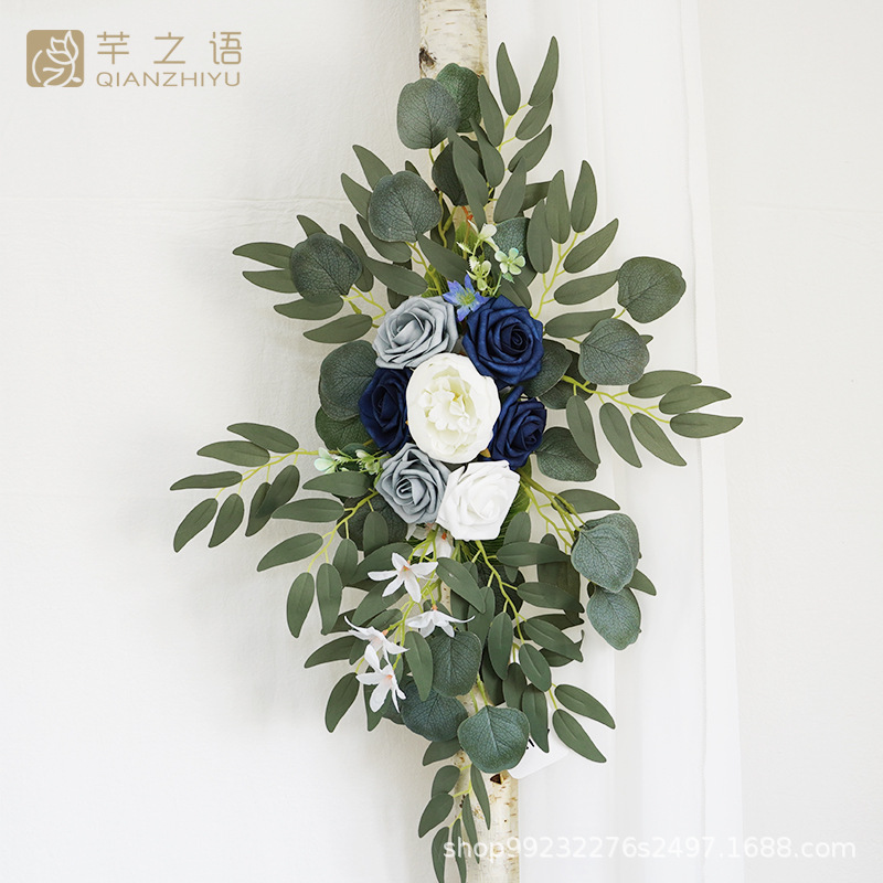 亞馬遜熱銷門楣花拱門花婚禮慶典背景裝飾歐式戶外玫瑰絹花仿真花