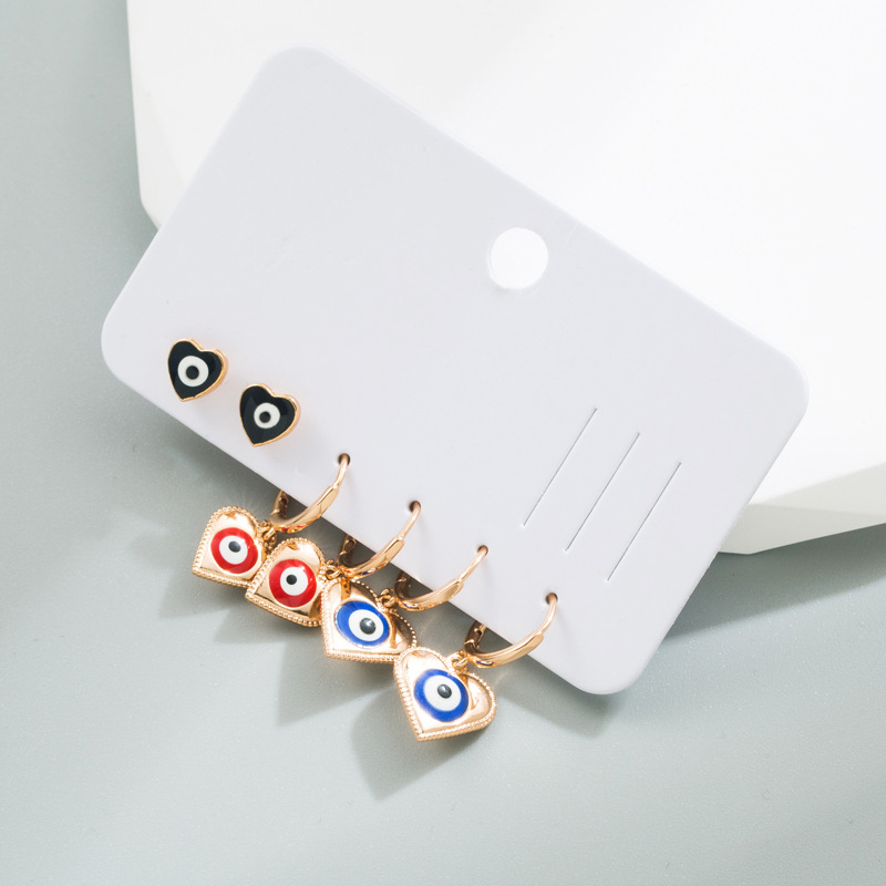 Fashion Devilu0027S Eye Copper Drop Earrings Plating Inlay Zircon Copper Earrings 3 Pairs