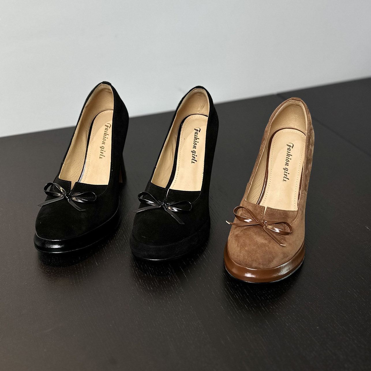 High Heels Damen dicken Absätzen Licht Mund einzelnen Schuhe einfaches Temperament Herbst neue Damenschuhe_voghion.com