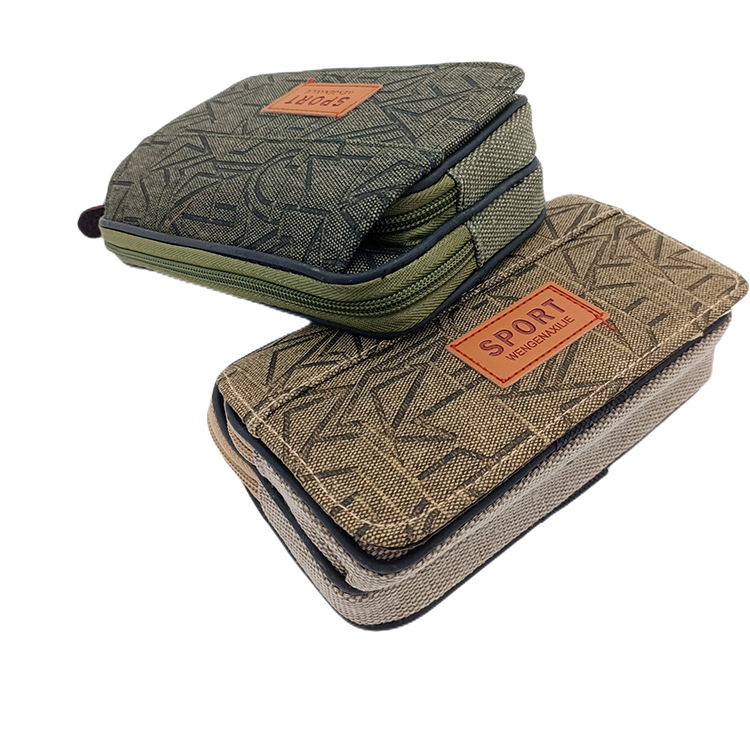 L2212 extra grande horizontal esmerilado bolsa de la cintura de la lona nueva bolsa de teléfono móvil de los hombres corriendo bolsa de muñeca multi-funcional bolsa colgante 9,9