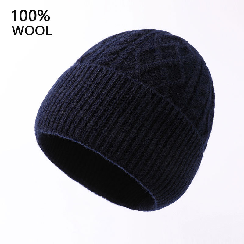 新型100ウールアメリカ毛糸帽子男性冬屋外耳保護保温ニット帽冷帽