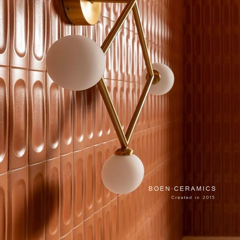 Burn Spanish Concave and Convex Design Orange Tiles Kitchen Bathroom Toilet Bar Restaurant Coffee Shop Wall Tiles