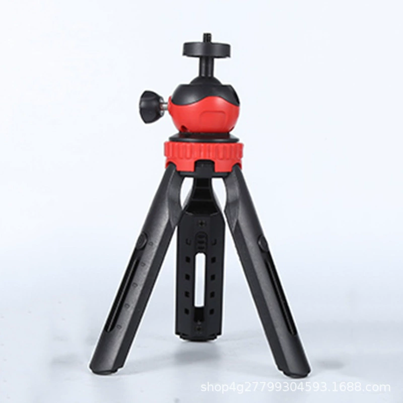 Desktop Tripod Telescopic Folding Table Stand, Adjustable 15–25 cm, 360° Ball Head, 1/4" Thread