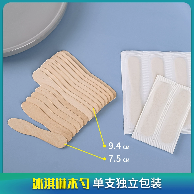 Мороженое Деревянная ложка Одноразовая пробная маленькая ложка мороженого сорбет 75/94 Независимая деревянная ложка мороженого