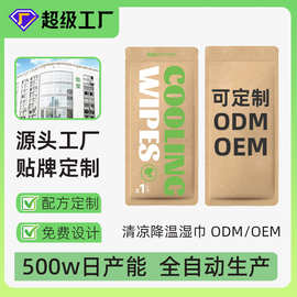 降温清凉湿巾OEM工厂贴牌户外清爽去油止汗湿巾