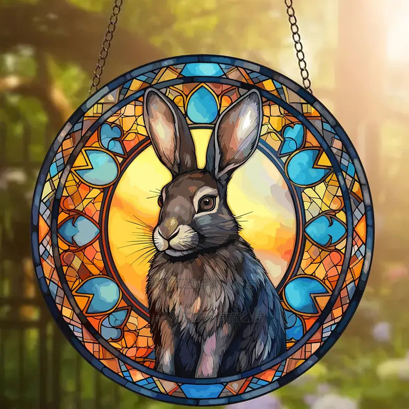 Nuevo conejo transfronterizo de Pascua acrílico menú decoración porche interior y exterior colgante de pared
