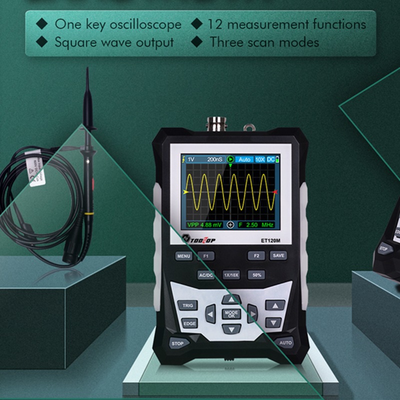 外贸爆款TOOLTOP ET120M手持示波器120MHZ彩色模拟示波器一件代发