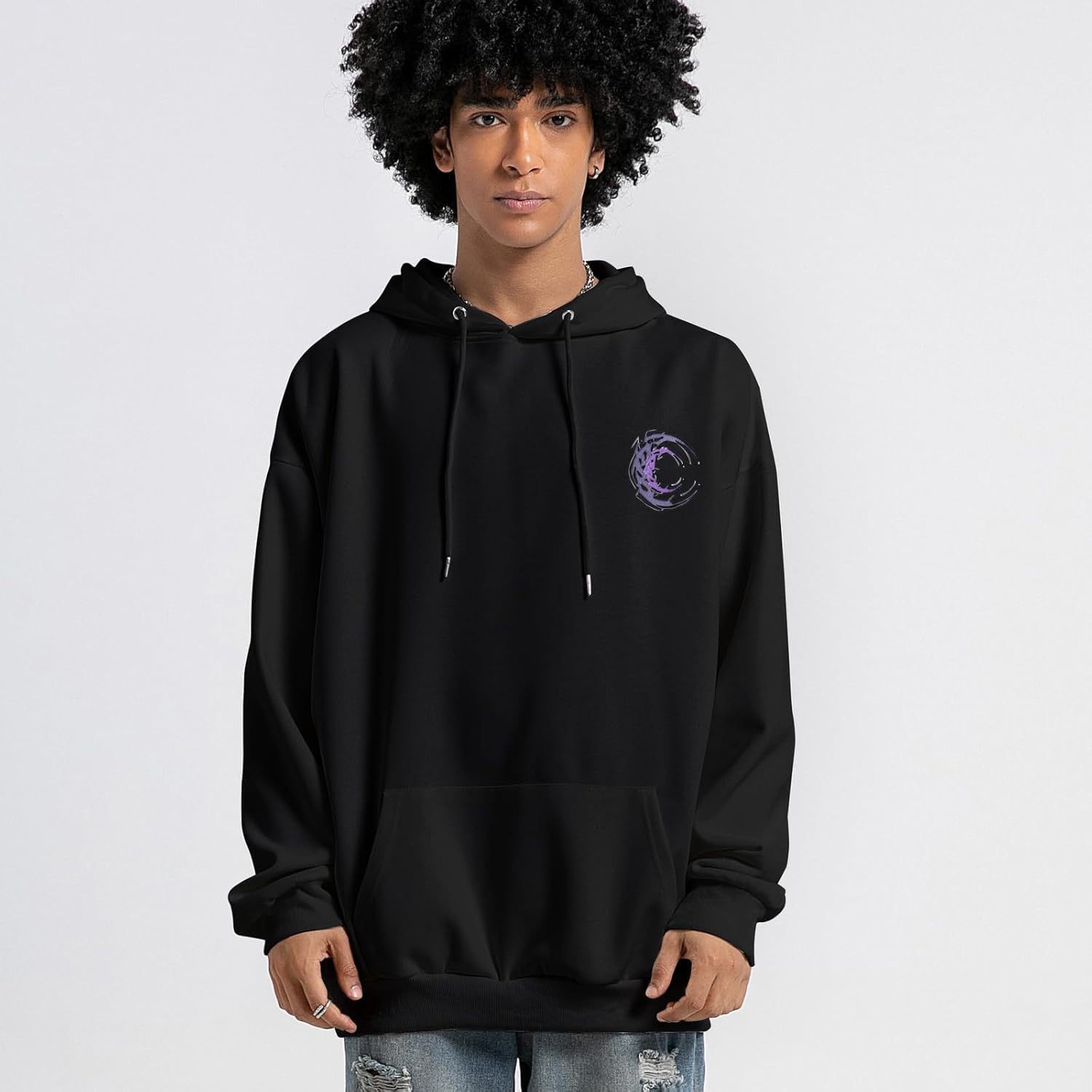 Men's Casual Pullover Hoodie Loose Fit Hooded Sweatshirt