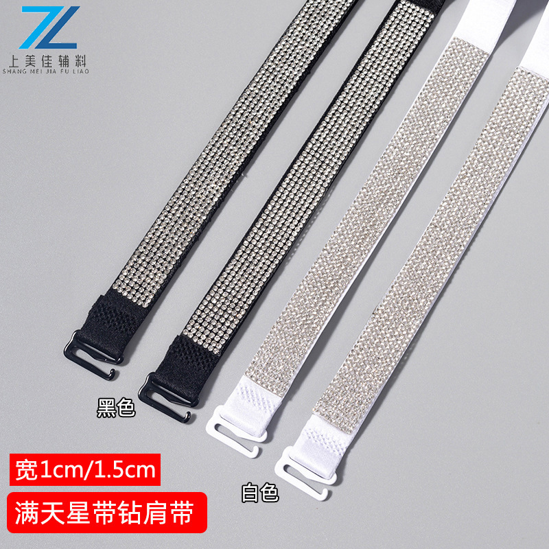 New Letter Rhinestone Hotfix Bra Straps Anti-Slip Elastic Detachable Exposed Bra Straps Manufacturer