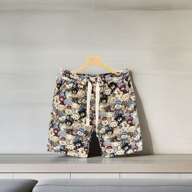 Men's Summer Thin Shorts Casual Sports Loose Fit Beach Pants With Bear Print_viptrois.com