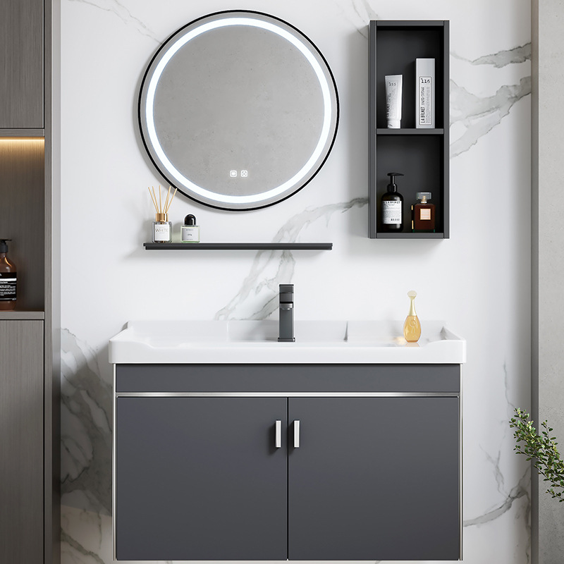 2024 nuevo espacio engrosado aluminio baño gabinete lavabo combinación baño lavabo piscina cerámica integrado