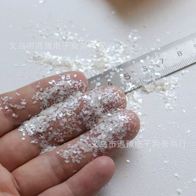 Natural Mother-Of-Pearl Shell Fragments, Thin Pieces of Abalone and White Shell for Nail Art, Nail Stickers, Handmade Jewelry DIY with Shiny Colored Shells (Dırnaq bəzəkləri) - white-shell-10g