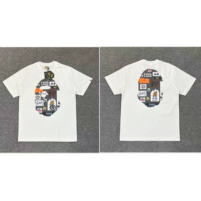 APE Ape トレンドブランド 外国貿易 ヘビーウェイト ピュアコットン ラウンドプリント 男女同型 ゆったり プレミアム 半袖 Tシャツ 25SS|undefined