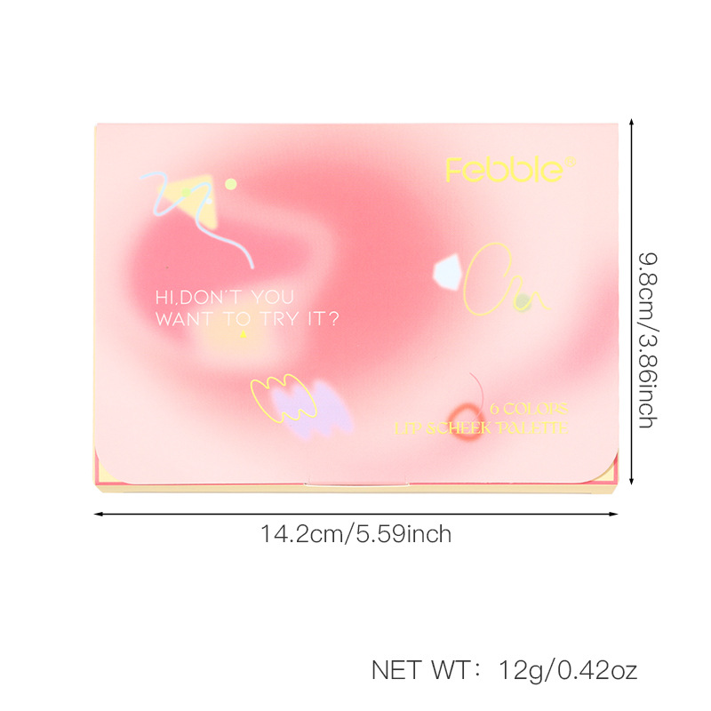 Febble Amazon Border Transborder Gradiente Lápiz labial y bandeja de mejillas Maquillaje desnudo natural Placa de reparación Rosa no es fácil de volar