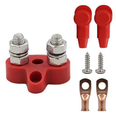 Power supply, ignition system accessories | wire terminal M6/M8 wiring - red-double-stud-m8