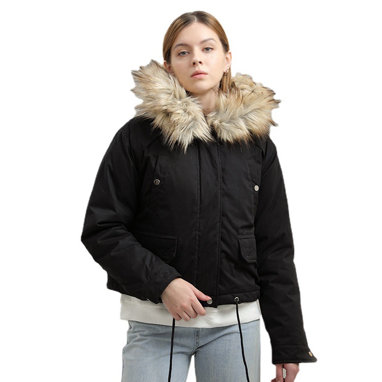 Chaqueta Acolchada con Cuello de Piel para Mujer
