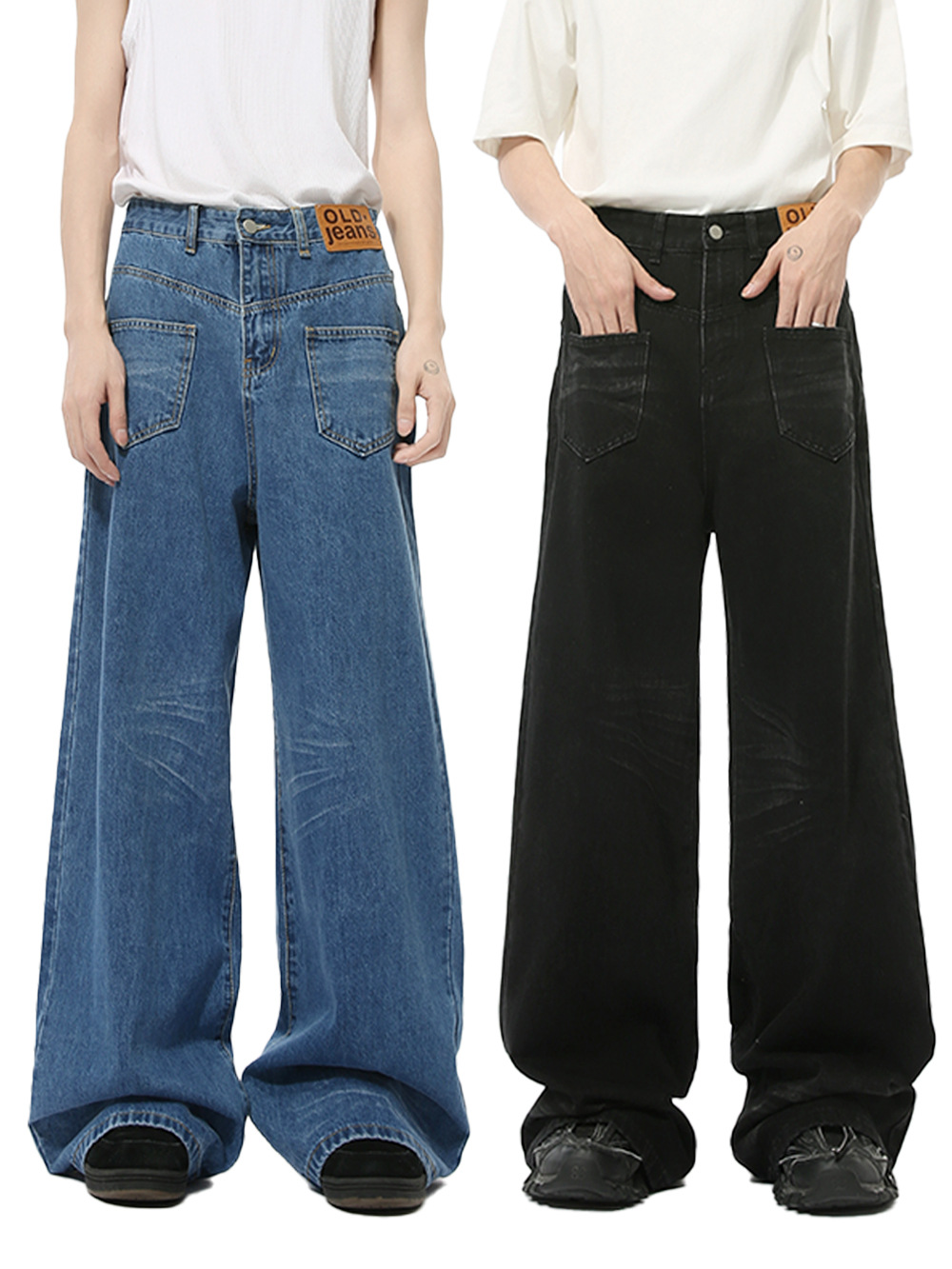 MTLCLOTHES Ropa de hombre | Nuevos productos de otoño, jeans rectos drapeados con diseño de bolsillo inverso personalizado de nicho