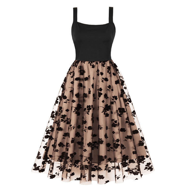 Women's Clothing sling one shoulder neck waist slim lady like medium length swing _mkmklike.com