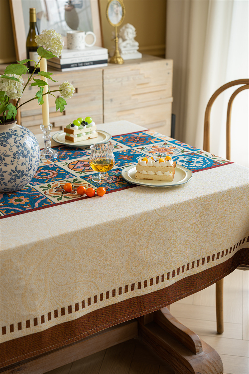 Vintage Jacquard Tischdecke Mit Blumenmuster Im Retro-stil_voghion.com