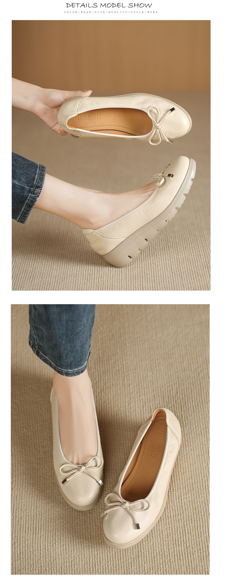 Giày lười nữ đế dày 4,5 cm mũi vuông da cừu mùa thu đông — đen chi tiết 9