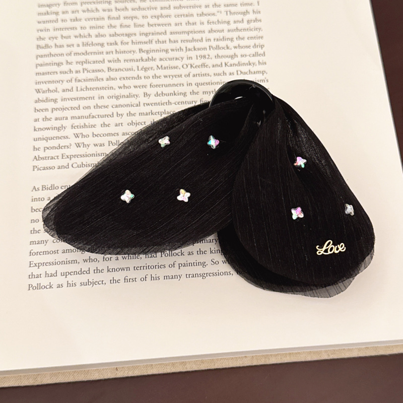 075 черная заколка для хвоста в форме бабочки