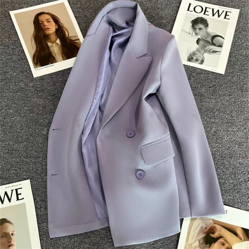 Taro purple women's blazer 2026 spring and autumn new design, stylish and versatile, double-breasted niche trendy suit Taro purple women's blazer 2026 spring and autumn new design, stylish and versatile, double-breasted niche trendy suit
