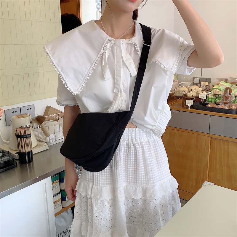 34194 ins Summer crossbody canvas bag for girls, nylon casual lightweight crossbody bag for students, single-shoulder dumpling bag undefined