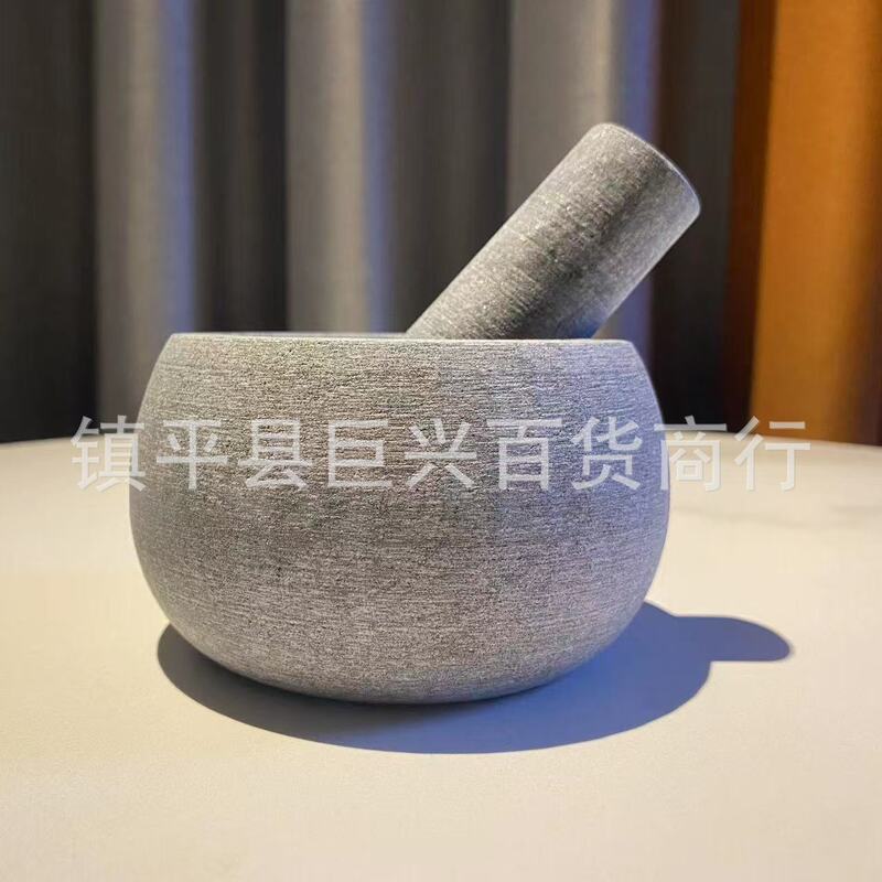 Garlic Mortar Stone Pestle Manual Traditional Garlic Grinder Household Grinding Jar