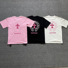 正确バージョン高品质25SS新品CHクロゼットクロス金属马蹄サンスクリット刺繍半袖tシャツ