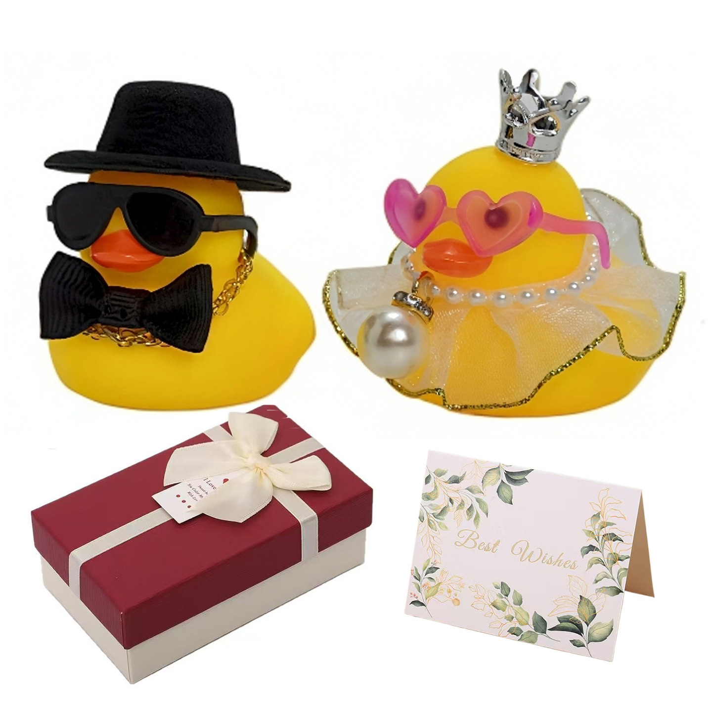 Gift Box Wedding Little Yellow Duck Car Dashboard Ornament Bride and Groom Duck Anniversary Gift Cross-Border Hot Sale
