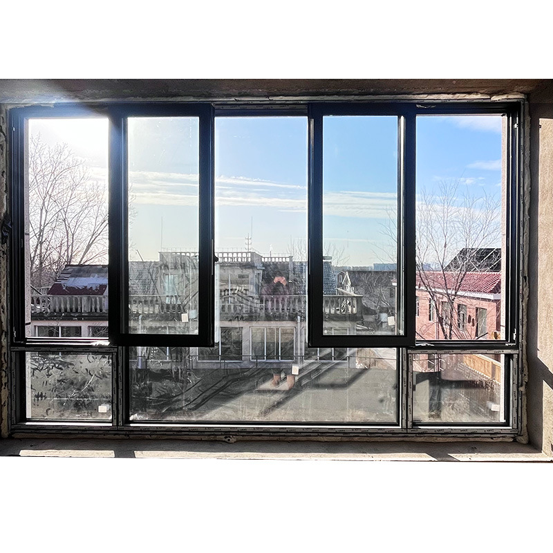 Puertas y ventanas de aluminio con rotura de puente térmico hechas a medida en Pekín, sistema de sellado de balcones de aluminio con rotura de puente térmico, ventanas abatibles para dormitorio, ventanas de vidrio templado image 7