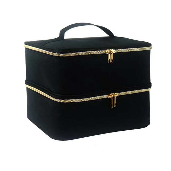 Esmalte de uñas púrpura estante de almacenamiento de doble capa de maquillaje de uñas caja de viaje aceite esencial esmalte de uñas bolsa de almacenamiento bolsa de cosméticos de viaje