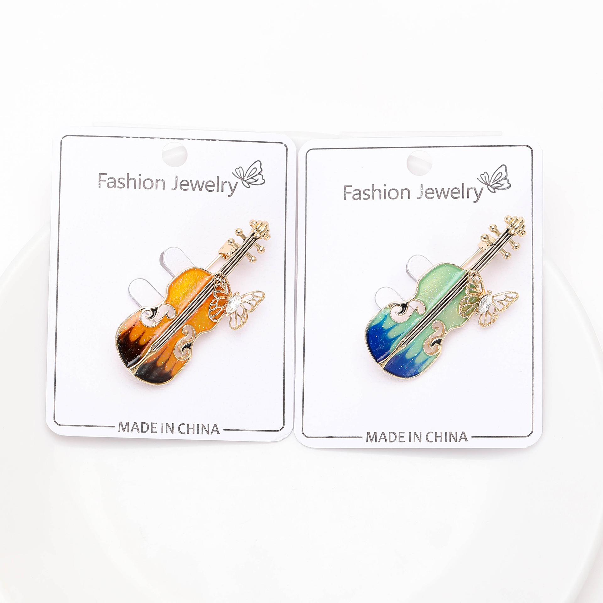 Korean Fashion Enamel Butterfly Violin Brooch Fashion ins Trendy Personalized Pin Cute Artistic Accessories