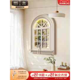 法式假窗户客厅装饰画温馨沙发背景墙挂画创意发光玄关壁画