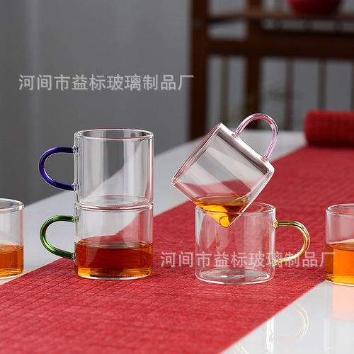 New tea cup, high borosilicate glass cup, office home cup, 6-color cup, coffee cup, water cup, juice cup
